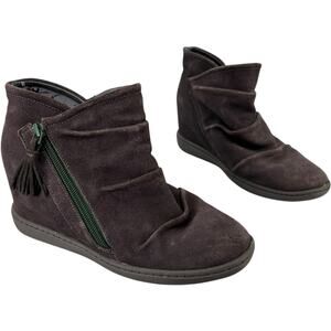 Vintage y2k Women's Taupe Brown Skechers +3 Hidden Wedge Ankle Boots 6.5M 48090